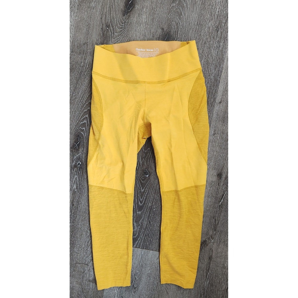 Outdoor Voices TechSweat 7/8 Leggings Yellow High Rise Activewear Womens Small